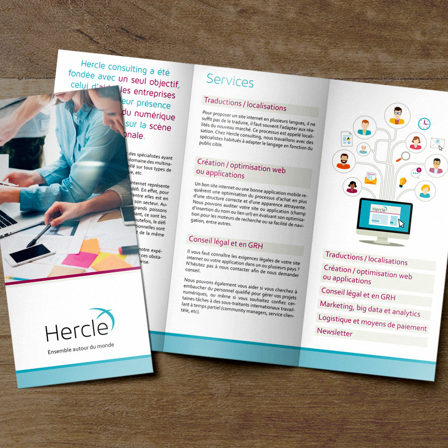 Exemple de dépliant publicitaire pour une agence de consulting