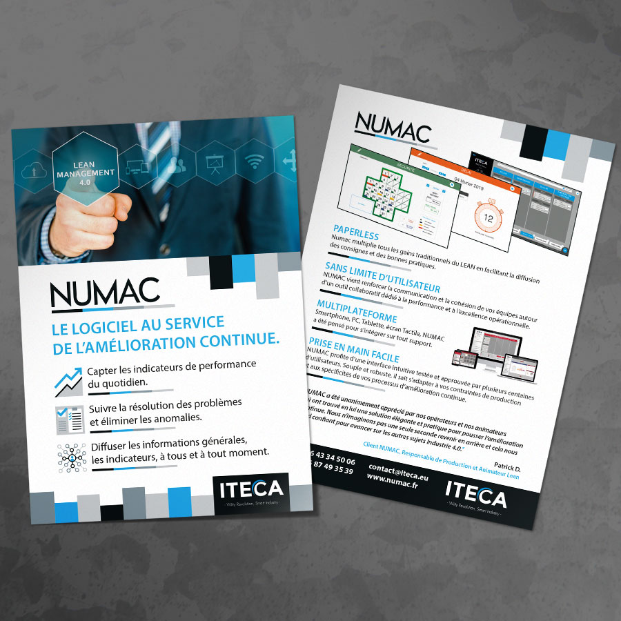 Design graphique d'un flyer A5 pour un éditeur de logiciels