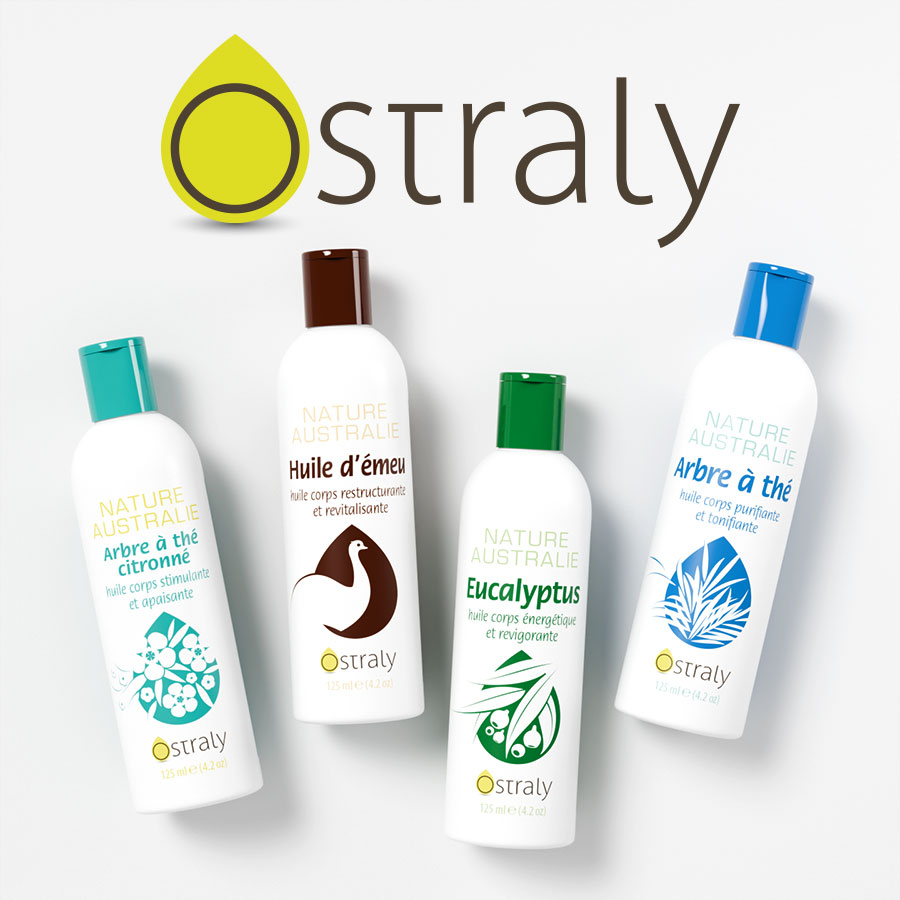 Identité visuelle logo et packaging de cosmétiques Ostraly